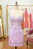 Vestido de Cóctel Com Apliques Roxo