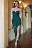Verde Escuro Lantejoulas Vestido de Noite