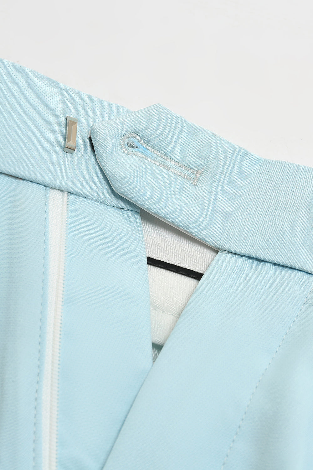 2 Peças Azul Claro Lapela Entalhada Terno de Festa