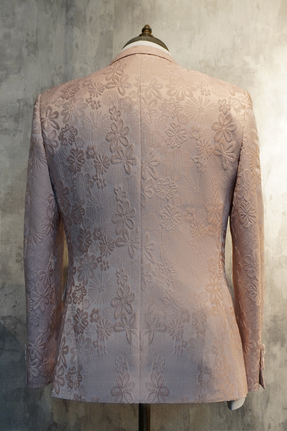 Pico Lapela Um Botão Azul Escuro Jacquard Homens Wedding Party Suits