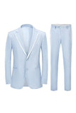 Cinza claro Notched Lapela homens 2-peças Prom Party Suits
