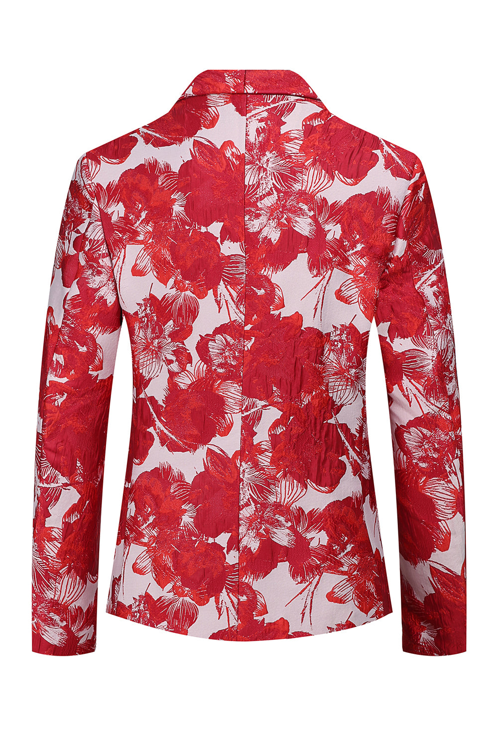 Vermelho Floral Jacquard 2 Peças Homens Ternos