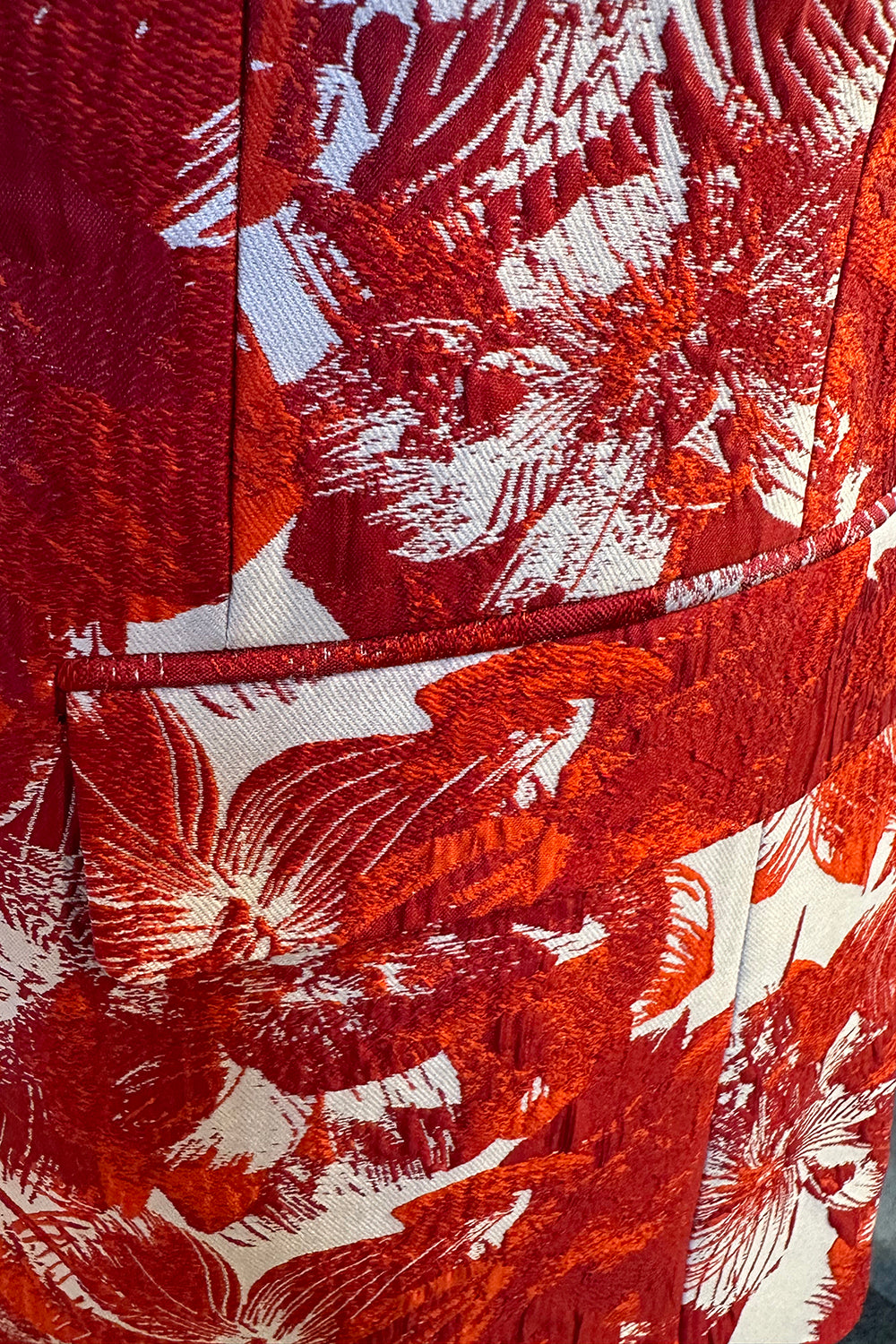 Jacquard Floral Vermelho 2 Peças Homens Prom Ternos