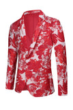 Vermelho Floral Jacquard 2 Peças Homens Ternos