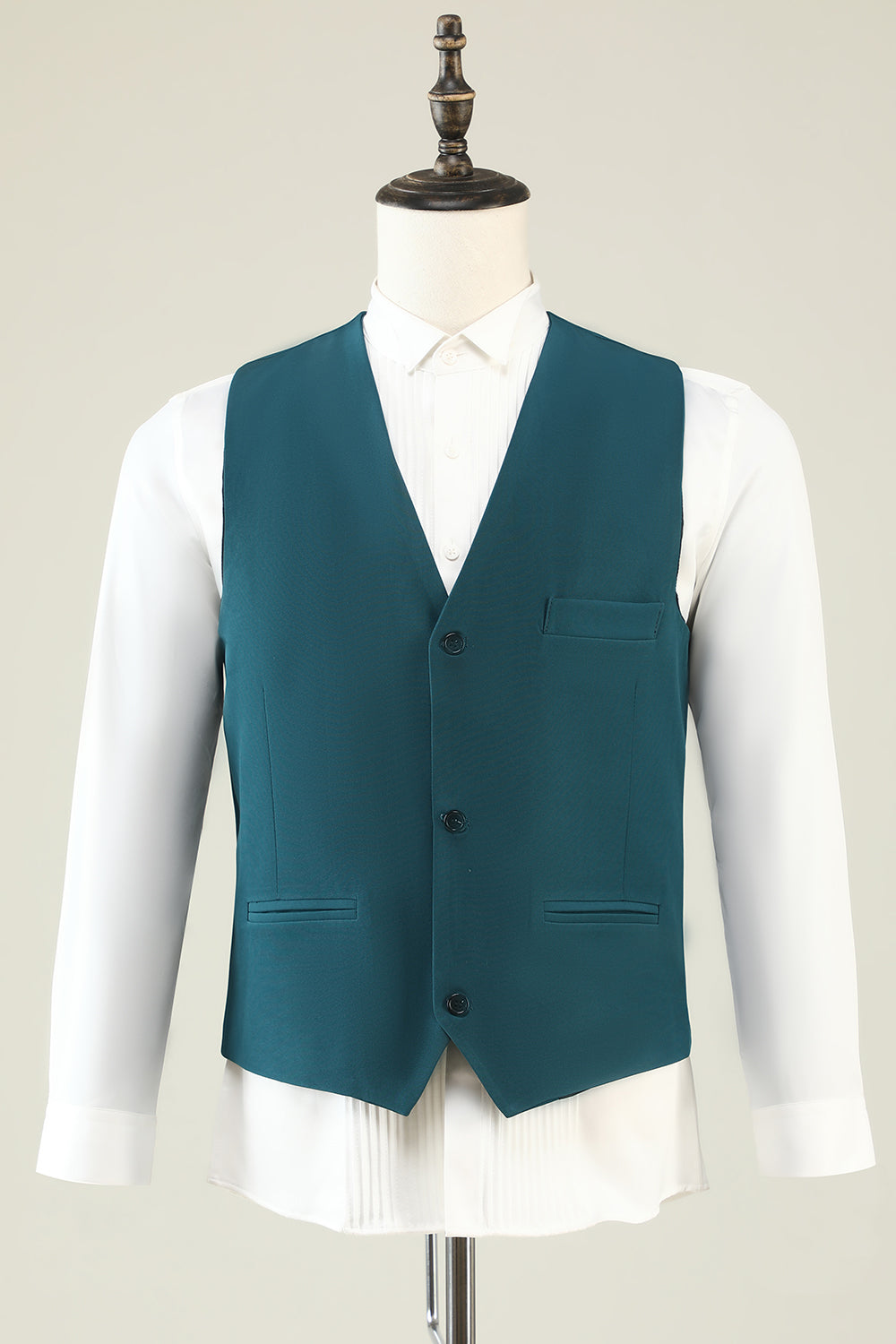 Verde Escuro Lapela Entalhada 3 Peças Fato Formal