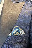 Azul Escuro Lapela de Pico Blazer Masculino