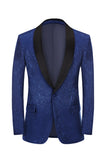 Royal Blue Jacquard Um Botão Xaile Lapel Prom Homecoming Blazer