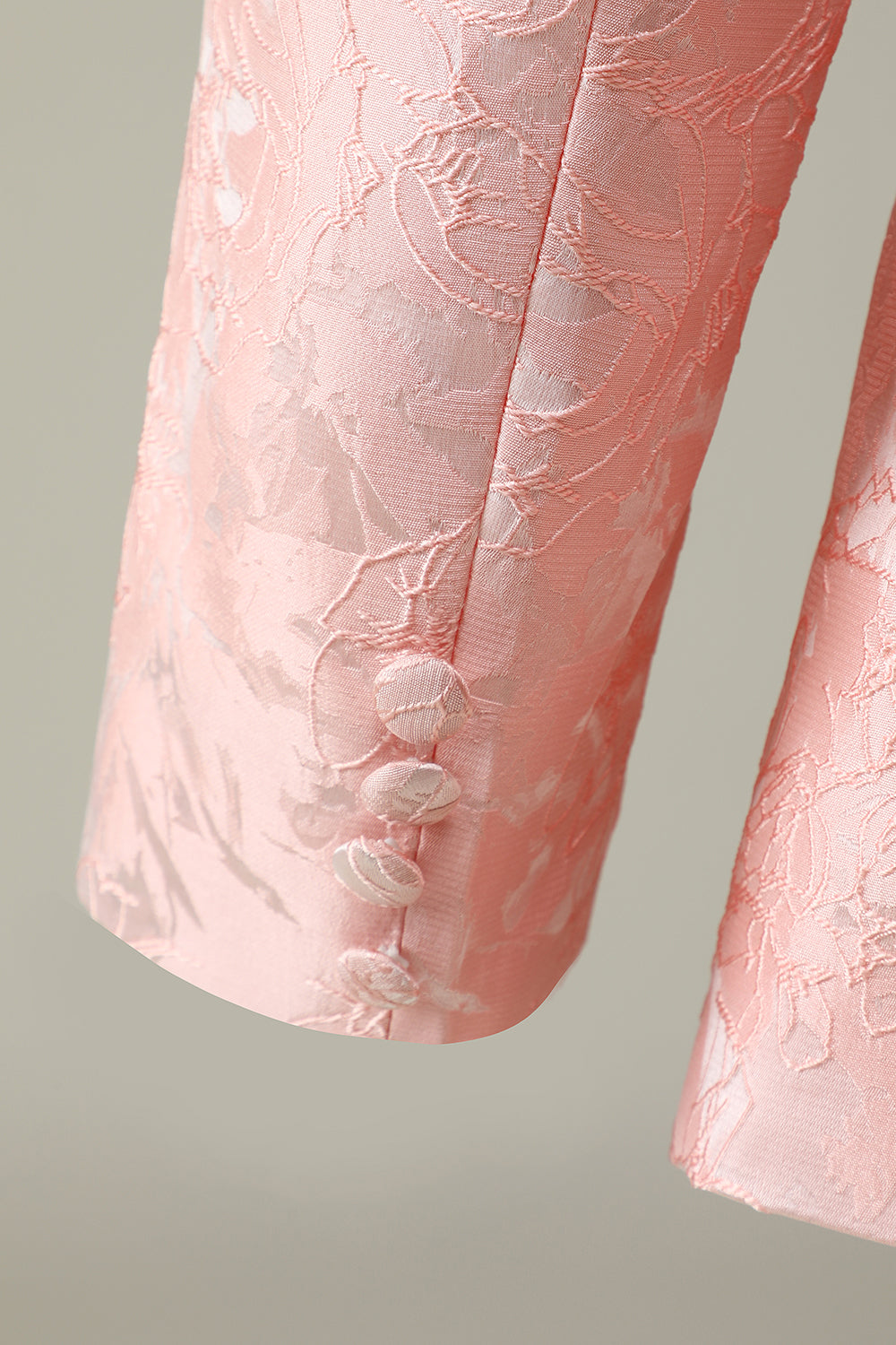 Rosa Claro Jacquard 2 Peças Lapela Shawl Um Botão Fato de Festa