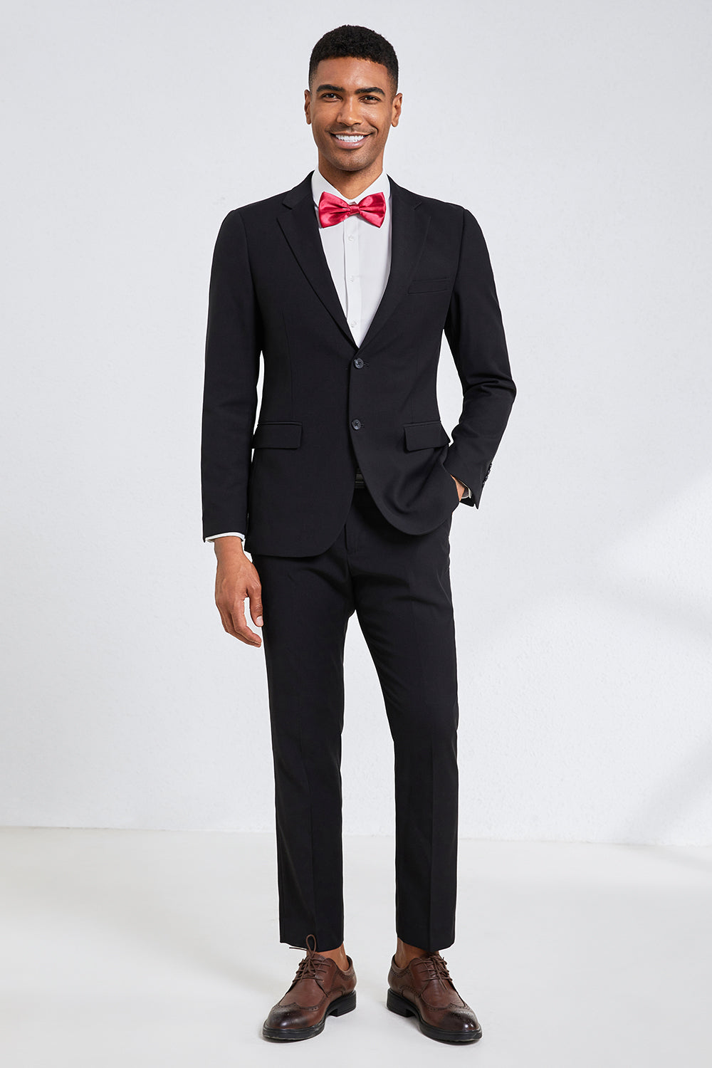 Preto Notched Lapel Men Homecoming Ternos