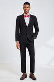 Preto Notched Lapel Men Homecoming Ternos
