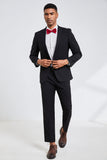 Preto Notched Lapel Men Homecoming Ternos