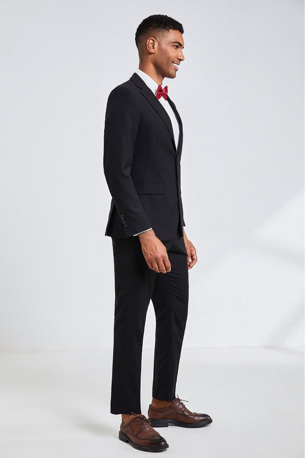 Preto Notched Lapel Men Homecoming Ternos