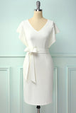 Bodycon vestido branco com faixa