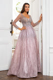 V Pescoço Cinzento Rosa Mãe Vestido com Missanga
