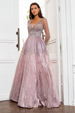 V Pescoço Cinzento Rosa Mãe Vestido com Missanga