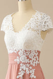 Gola V Apliques Mãe De Vestido De Noiva Mangas Curtas