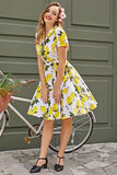Vintage Lemon Print 1950 Swing Dress