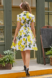 Vintage Lemon Print 1950 Swing Dress