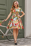 Vintage Lemon Print 1950 Swing Dress