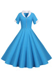 V Pescoço 1950 Swing Dress