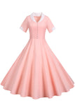 V Pescoço 1950 Swing Dress
