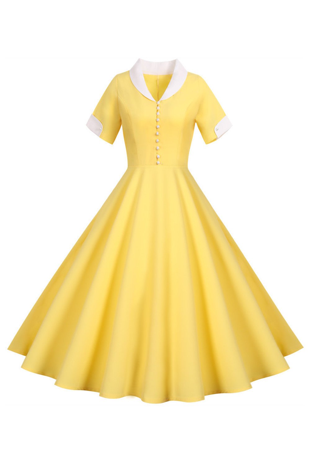 V Pescoço 1950 Swing Dress