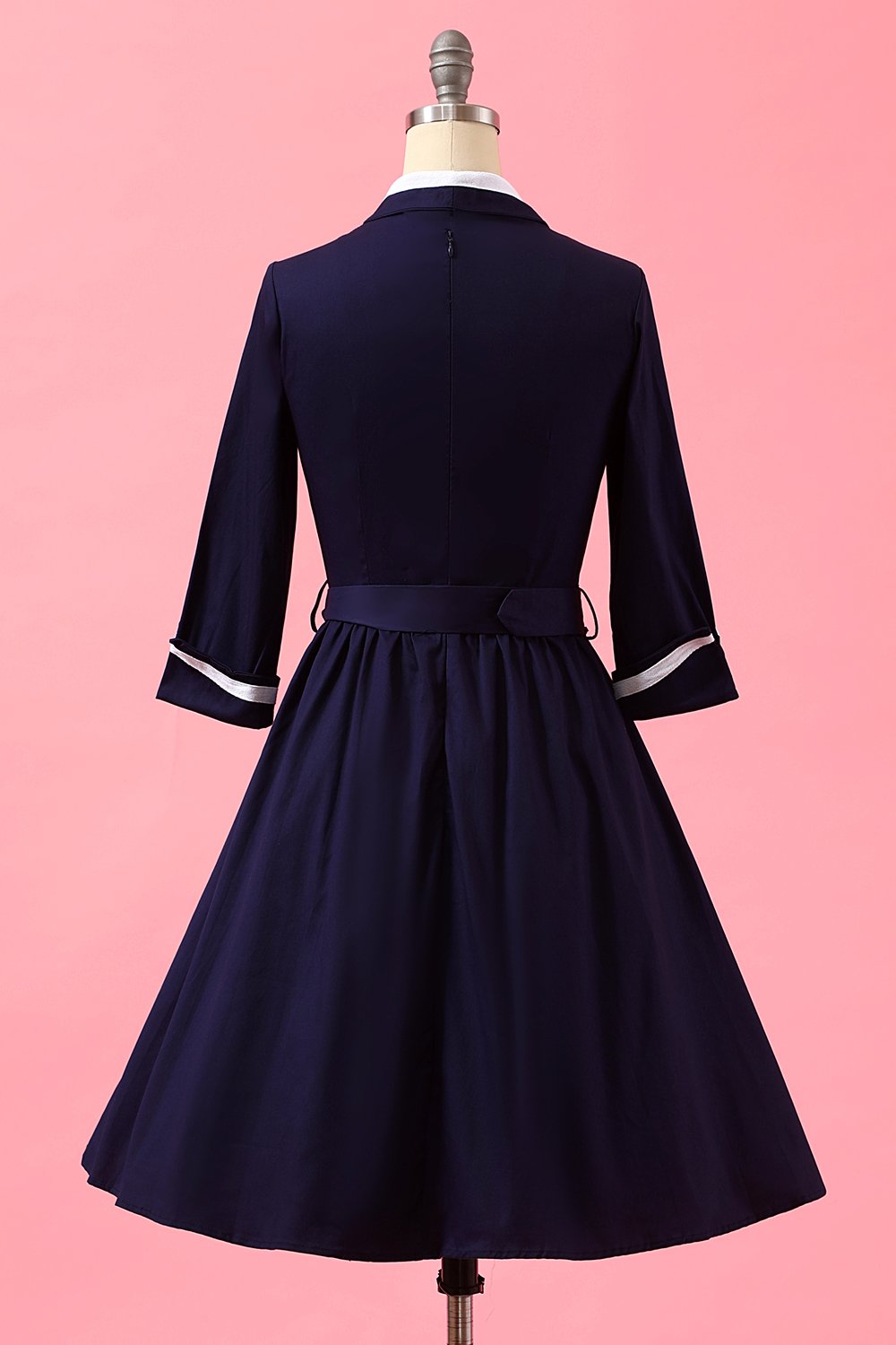 Azul marinho dos retalhos V Neck Casual Vestido Envelope