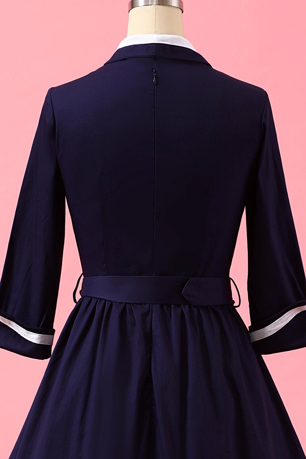 Azul marinho dos retalhos V Neck Casual Vestido Envelope