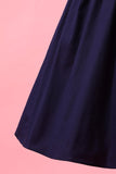 Azul marinho dos retalhos V Neck Casual Vestido Envelope