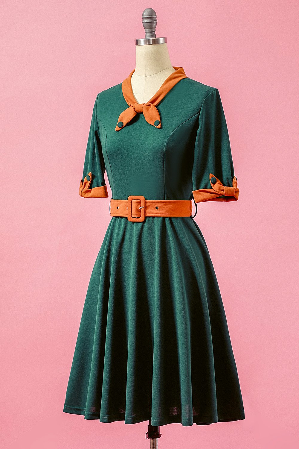 Verde dos retalhos V Neck balanço vestido de festa