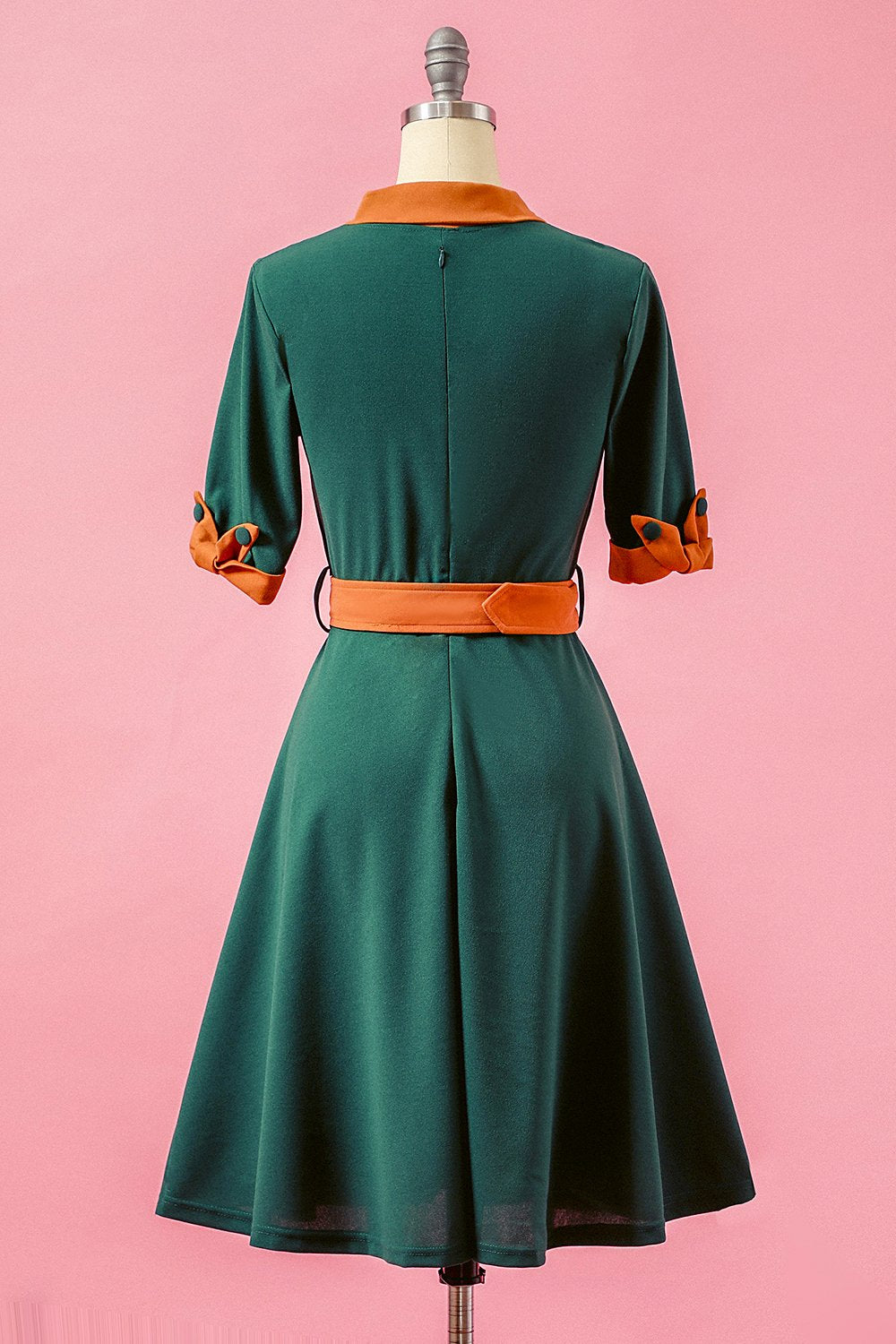 Verde dos retalhos V Neck balanço vestido de festa