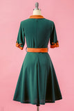 Verde dos retalhos V Neck balanço vestido de festa