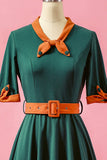 Verde dos retalhos V Neck balanço vestido de festa