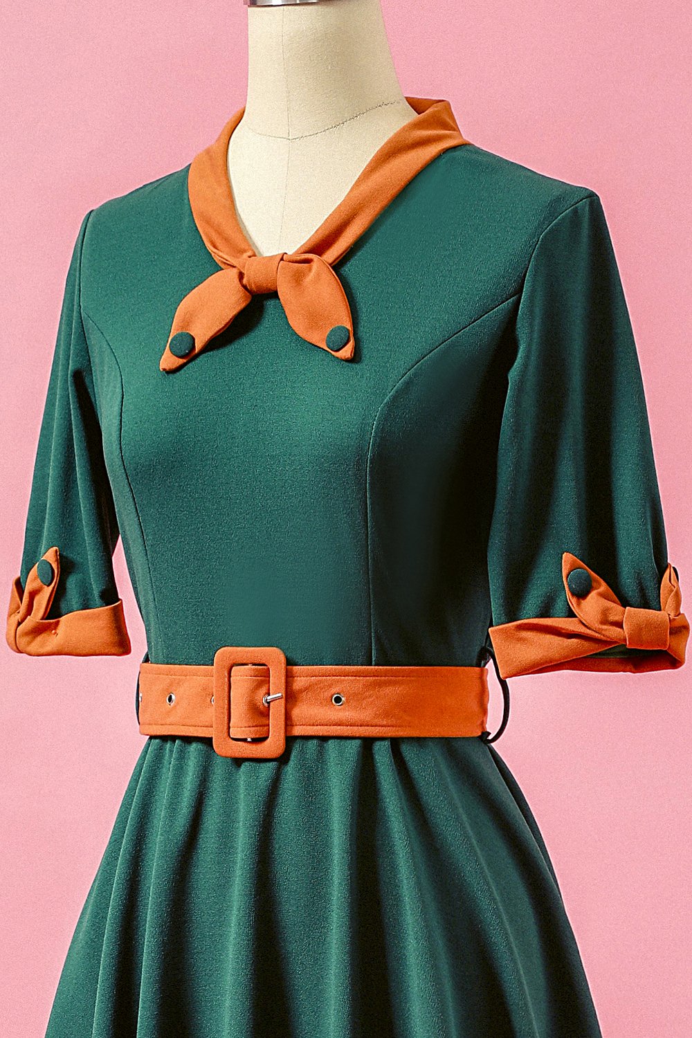 Verde dos retalhos V Neck balanço vestido de festa