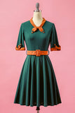 Verde dos retalhos V Neck balanço vestido de festa