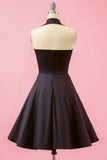 Preto Patchwork V Neck balanço vestido de festa