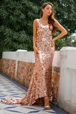 champanhe Lantejoulas Vestido de formatura
