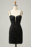 Preto Lantejoulas Vestido de Cocktail Renda