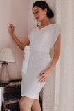 Bodycon vestido branco com faixa
