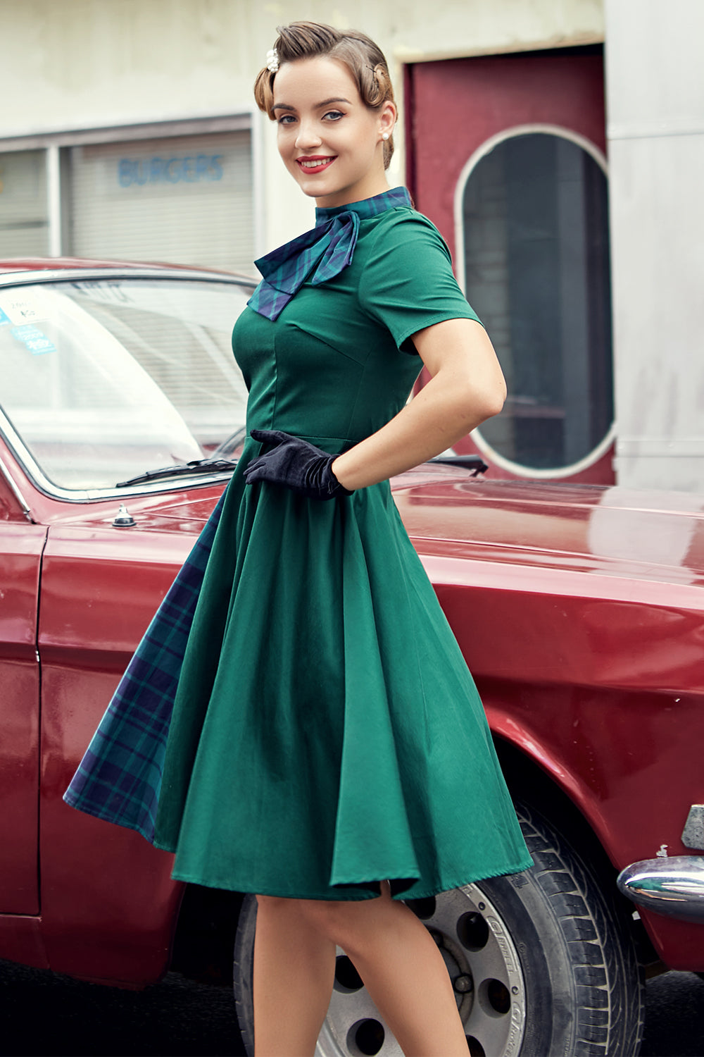 Verde 1950s Vestido Vintage