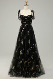 Preto Vestido de Festa Com Bordado