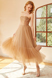 Vestido de Baile Khaki Pontos de Polka