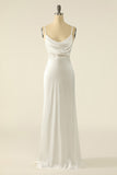 Vestido de baile simples de cetim de marfim