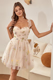 A Line Champanhe Vestido de Cocktail
