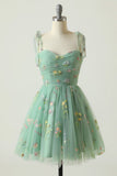Vestido de Cocktail A Line Verde