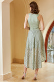 Vestido de baile de menta alta baixa com renda