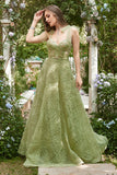 Vestido Verde Claro de Baile Com Bordado