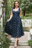 Azul Marinho A-Line Vestido de Baile