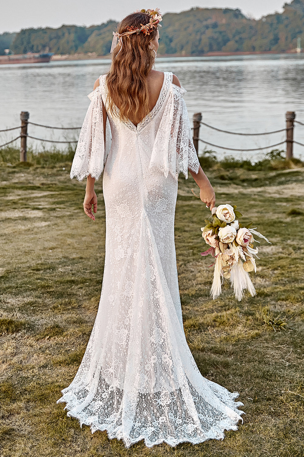 Vestido de noiva marfim boho