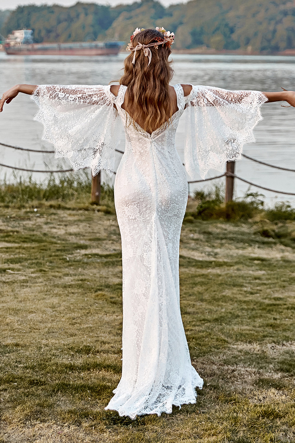 Vestido de noiva marfim boho